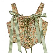 cheap Corsets-Retro Vintage Rococo Medieval Corset Vest Bustier Viking Celtic Knight Elven Lace up Floral Fancy Dress Women&#039;s Celtic Fantasy Halloween Carnival Performance Party LARP Adults&#039; Corset