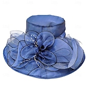 abordables Sombreros de fiesta-Sombreros Sombrero de Sol de Organza Boda Vacaciones Fiesta de Té Carrera de Caballos Cóctel Elegante Vintage Protección Solar Con Adorno Floral