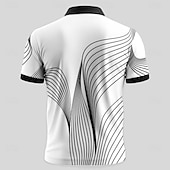 cheap Men&#039;s Geometric Polo-Men&#039;s Geometic Line Zip Polo Shirts Short Sleeve Polo Shirts Collared Shirts Business Casual Business Athleisure Wear to work Daily Wear 3D Print Summer Black White