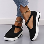 ieftine Adidași de Damă-adidași de damă cu curea în T cu platformă – pantofi mary jane casual alb-negru, cu talpă groasă pentru mers și purtare zilnică