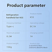 abordables Ventilateurs-Ventilateur portable pliable à main et de table mode compresse froide réglages du vent à 5 vitesses rechargeable par USB-C mousqueton intégré base antidérapante mode double refroidissement et