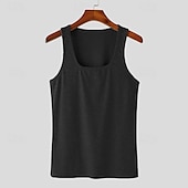 preiswerte Fitness Tank-Tops-Herren Tank Top Weste Unterhemd Ärmelloses Shirt Ärmellos Quadrathals Sommer Einfach Mode Designer Basic Urlaub Straße Ausgehen Schwarz Weiß Top T-Shirt für Herren