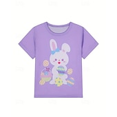 baratos Animais 3D da Menina-Páscoa Para Meninas 3D Gráfico Coelho Conjuntos de pijama Conjuntos de pijama com camiseta e calça Manga Curta Impressão 3D Verão Primavera Ativo Básico Infantil 4 anos + Gola Redonda Casa Diário