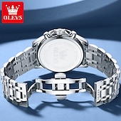 abordables Relojes de Cuarzo-OLEVS 3653 Reloj para Hombre Reloj de Cuarzo Reloj Cronógrafo Multifuncional para Hombre Impermeable a 30M Luminiscente Fase Lunar Reloj de Acero