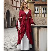 levne Šaty-Retro Středověké Renesanční Šaty Plesové šaty Viking Keltský rytíř Dámské Keltské Královský předvečer Všech svatých Karneval Výkon Párty LARP Dospělé Šaty