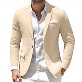 economico Blazer Classici da Uomo-Per uomo Giacca blazer Ufficio Casual Quotidiano Moda Quotidiano Tutte le stagioni Poliestere Tinta unita Base Monopetto Un Bottone Giacca Nero Blu marino Azzurro cielo Kaki