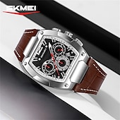 abordables Montres à quartz-Montre à quartz SKMEI pour homme luxe grand cadran montre d&#039;affaires extérieure chronomètre lumineux calendrier montre en cuir étanche