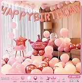 cheap Birthday Party Supplies-Birthday Party Scene Decoration Set - Multicolor Balloons with &#039;Happy Birthday&#039; Balloons Banner