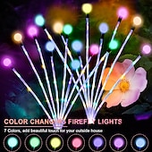 baratos Luzes de chão-2 peças led luzes solares externas luzes de vaga-lume inserção de solo luzes de pátio poste brilhante pátio jardim caminho gramado casamento festival festa atmosfera