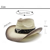 cheap Fedora Hat-Men&#039;s Sun Hat Cowboy Hat Fedora Trilby Hat White Black / White Straw Rope Vintage Style Fashion 18th Century State of Texas Daily Theme Party Solid / Plain Color Sunscreen Cosplay