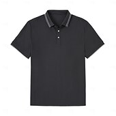 levne Pánské elitní polo-Pánské Pólo Práce ulice Klasický Krátký rukáv prázdniny Módní Pevná barva Proužky Knoflíky Stripe-Trim Léto Jaro Černá Bílá Světle šedá Pólo