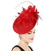 billiga Hattar och fascinators-Huvudbonad Faux Linne Fjädrar Bröllop Kvällsfest Elegant Bröllop Med Fjäder Hårbonad Huvudbonader