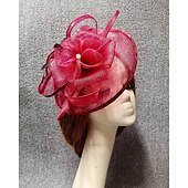 economico Fascinator-Fascinator Cappello a Rete Velato per il Matrimonio Giornata Ladies con Pennacchi di Piume Copricapo