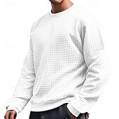 preiswerte Basic-T-Shirts-Herren T Shirt T-Shirt Langarmshirt Langarm Rundhalsausschnitt Sommer Frühling Einfach Mode Designer Basic Jacquard Urlaub Straße Ausgehen Schwarz Weiß Khaki Top T-Shirt für Herren