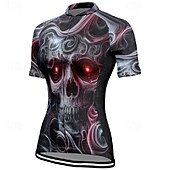 cheap Women&#039;s Jerseys-Women&#039;s Cycling Jersey Short Sleeve Bike Tee Tshirt Jersey with 3 Rear Pockets Mountain Bike MTB Breathable Quick Dry Anatomic Design Wicking Wine Red Black Red Skull Sports Clothing Apparel
