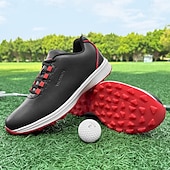 preiswerte Herren Golfschuhe-Herren Performance Golf Sneaker in Weiß mit roten Schnürsenkeln, atmungsaktive Mikrofaser, ideal für Amateurgolfer