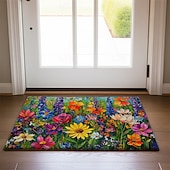 preiswerte Fußmatten-Blumen Fußmatte Küchenteppich Bodenmatte Rutschfeste Fläche Teppich Ölresistenter Teppich Innen Außenmatte Schlafzimmerdekor Badezimmermatte Eingangs teppich Frühling Sommer