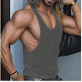 cheap Tank Tops-Men&#039;s Tank Top Undershirt Sleeveless Shirt Sleeveless Crew Neck Summer Solid Color Fashion Designer Muscle Knitted Outdoor Vacation White Green Dark Gray Top Tee for Men