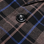 billiga Herrars klassiska kavajer-Herr Kavaj Företag Cocktailfest Bröllopsfest Mode Ledigt Vår Höst Polyester Rutig Knappar Ficka Bekväm Enkelknäppt Blazer Kaffe