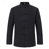 economico Camicie di lino-Per uomo Camicia Camicia di lino Camicia casual Camicia con Bottoni Camicia di cotone Semplice Vacanza Camicia hawaiana Nero Bianco Verde chiaro Blu marino scuro Manica Lunga Collo alla coreana
