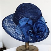 billige Partyhatter-Hatter polyester Solhatt Bryllup Ferie Te Fest Hesteløp cocktail Elegant Årgang Solbeskyttelse Med Blomster Hodeplagg Hodeplagg