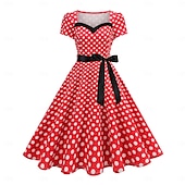 cheap Dresses-Retro Vintage 1950s Dress Swing Dress Polka dots Women&#039;s Carnival Masquerade Daily Wear Bachelorette Party Adults&#039; Dress Homecoming Dresses