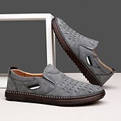 preiswerte Herrenpantoletten &amp; -slipper-Herren Slipper aus braunem Wildleder - atmungsaktive, ausgehöhlte Freizeitschuhe für Sommer und Arbeit