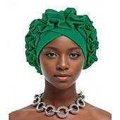 baratos Capacete de Casamento-Chapéu Combinação Poliéster / Algodão Chapéu mole turbantes Casamento Casual Boho Com Fru-Fru Cor Pura Capacete Chapéu