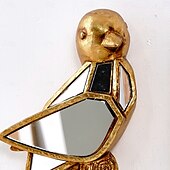 economico sculture murali-decorazione da parete in resina dorata con passero e cavalletta, design con intarsi a specchio, ornamento unico da appendere per gli amanti degli uccelli, decorazione per la casa, le feste e lo zoo