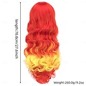 economico Parrucche di Carnevale-Parrucche sintetiche Ondulato Tessitura riccia Taglio scalato Con frangia A macchina Parrucca 28 pollici A1 A2 A3 A4 A5 Capelli sintetici Per donna Classico Comodo Colore Graduale e Sfumato