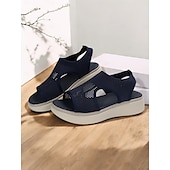 halpa Vapaa-ajan sandaalit-Naisten hengittävät neulotut slip-on sandaalit – rennot avokärkiset mukavat jalkineet kesäkävelyyn, rennon retkille ja matkoille