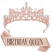cheap Birthday Party Supplies-Birthday Party Crown and Sash 2-Piece Set - Multicolor &#039;Birthday Queen&#039; Combination Pack