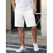 preiswerte Hosenanzugkurze-Herren Waffel-Shorts Shorts Schicke Shorts Tasche Elastischer Bund Gerader Schnitt Einfach Komfort Weich Knielang Büro Geschäft Lässig Mode Streetwear Schwarz Weiß