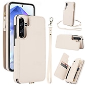 Недорогие Чехлы для Samsung-телефон Кейс для Назначение SSamsung Galaxy S24 Ultra Plus S24 ФЭ S23 S22 S21 S20 Ultra Plus FE S25 S25 Плюс S25 Ультра Кейс на заднюю панель со стендом Молния с ремешком Ретро ТПУ Кожа PU