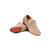 preiswerte Tanzschuhe zum Üben-Rosa Strick-Tanzschuhe für Damen mit Schnürung und niedrigem Absatz – bequeme Freizeit- und Ballsaalschuhe