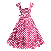 cheap Dresses-1950s Retro Vintage Rockabilly Dress Swing Dress Polka dots Fancy Dress Women's Carnival Masquerade Daily Wear Bachelorette Party Adults' Dress Homecoming Dresses