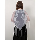 olcso Sálak és Kendők-Retró Ordító 20-as évek 1920-as évek sál Wrap Kendők A nagy Gatsby Flapper lány Flitter Rojt Női Farsang Esküvő Estély Álarcos mulatság Felnőttek Kendő