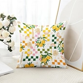 baratos estilo floral e plantas-Capa de Travesseiro Decorativa de Verão Hawaii 1PC Capa de Almofada Quadrada Macia para Quarto Sala de Estar Sofá Cadeira Fruta Limão