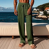 Χαμηλού Κόστους casual παντελόνι-Ανδρικά Κοτλέ παντελόνι Παντελόνια Καλοκαίρι παντελόνι Παντελόνι παραλίας Τσέπη Ελαστική μέση Κορδόνι Σκέτο Άνεση Υπαίθρια Αθλήματα Καθημερινά Μοντέρνα Καθημερινό Μαύρο Πράσινο του τριφυλλιού