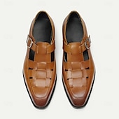 cheap Premium Leather Sandals-Men&#039;s Chic White Leather Monk Strap Shoes - Stylish Choice for Summer Weddings and Formal Events