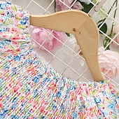 abordables Robes Décontracté-Enfants Fille Robe Fleuri Manche Courte Extérieur Occasionnel Mode Adorable 100% Coton Mi-long Robe Décontractée Robe trapèze Été 4 ans et + Rose Claire Rouge Bleu