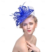 levne Fascinátory a klobouky-Fascinátory Organza Baret 30. léta Se širší krempou Dovolená Čajový dýchánek Kentucky Derby Dostih Dámský den Elegantní Vinobraní Jednoduchý S Peří Čistá Barva Přílba Pokrývky Hlavy