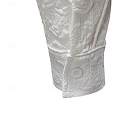 billiga herrskjorta med knäppning-Herr Skjorta Sommarskjorta Casual skjorta Strandskjorta Knapp upp skjorta Svart Vit Långärmad Slät Kavajslag Semester Hawaiisk Jacquard Kläder Polyester Mode Ledigt Bekväm