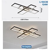 お買い得  シーリングライト調光可能タイプ-モダンな天井ライト 23.6 インチ 96 ワット 35.8 インチ 124 ワット LED 無限調光 リモコン付き 4 リング ブラック 埋め込み式天井照明器具 低天井の寝室、リビングルーム、ダイニングルームに最適