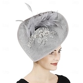 baratos Chapéus e Fascinators-Peça para Cabeça Linho Artificial Penas Casamento Festa de Noite Elegante Casamento Com Penas Capacete Chapéu