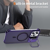 economico Cover per iPhone-telefono Custodia Per iPhone 16 Pro Max Plus iPhone 15 Pro Max Plus iPhone 14 13 12 Pro Max Plus Copertura Posteriore con Supporto Magnetico Supporta la Ricarica Wireless Retrò Metallo