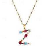 economico I regali-collana con lettera personalizzata, catena hip hop per clavicola, ciondolo con alfabeto in zircone colorato micro-pavé di rame, regalo di gioielli unico per la festa della mamma
