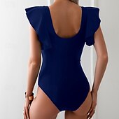 abordables Maillots de bain une pièce-Femmes Maillots de Bain Une Pièce Maillot de bain Patchwork Tropical Tenues de plage Bloc de Couleur Fil en V Sans manches Maillots de bain