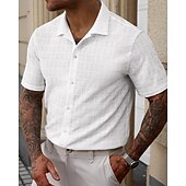 economico camicia da uomo con bottoni-Per uomo Camicia Camicia Estiva Camicia casual Camicia da Spiaggia Camicia con Bottoni Bianco Manica Corta Semplice Colletto a Camicia Vacanza Camicia hawaiana Abbigliamento Poliestere Moda Casual
