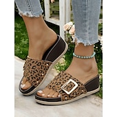 cheap Casual Sandals-Chic Wedge Slide Sandals for Women - Comfortable Casual Wear with Stylish Buckle and Rivet Details, Perfect for Leisure or Weekend Outings